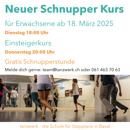 Stepptanz Schnupperkurs neuer Schnupperkurs